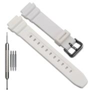 F108WH Series Men's Rubber Strap Compatible with Casio A158WA AE1200WH A168WA W800HG MRW200H W218H Watch Band (White band Black buckle)
