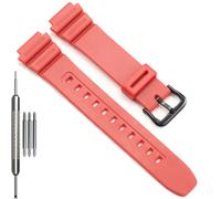 F108WH Series Men's Rubber Strap Compatible with Casio A158WA AE1200WH A168WA W800HG MRW200H W218H Watch Band (Red band Black buckle)