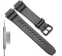F108WH Series Men's Rubber Strap Compatible with Casio A158WA AE1200WH A168WA W800HG MRW200H W218H Watch Band (Black band Black buckle)