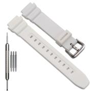 F108WH Series Men's Rubber Strap Compatible with Casio A158WA AE1200WH A168WA W800HG MRW200H W218H Watch Band (White band Steel buckle)