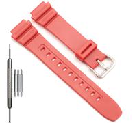 F108WH Series Men's Rubber Strap Compatible with Casio A158WA AE1200WH A168WA W800HG MRW200H W218H Watch Band (Red band Steel buckle)