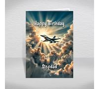 F16 Falcon Fighter Jet Birthday Card for Stepdad - American Multirole Fighter Jet - Viper Aircraft Aeroplane Military Themed: Stepdad Birthday Card (Size A5)