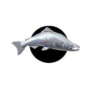 F19 Large Salmon fish English Pewter design on a Car Air Vent Clip-on Freshener, with one pack of two Scent Tablets