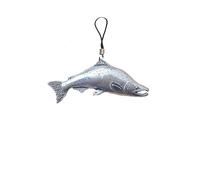 F19 Large Salmon fish English Pewter Emblem Mobile Phone Charm, 4cm Cord, Gift Packed