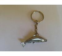 F19 Large Salmon made of fine English Pewter on a split ring key-ring Handmade with prideindetails gift packed handmade in sheffield