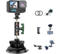 F1TP Suction Cup Mount for Action Cameras, with 1/4"-20 Standard Thread Adapter for OSMO ACTION 3 DJI Action 2 Pocket 2,Gopro Hero Insta360 ONE X3 X2 X RS R,Car Phone Holder