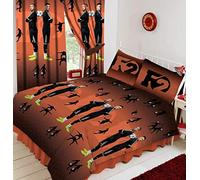 F2 Freestylers Double Bed, Duvet/Quilt Cover Set, Novelty Football Trick Shot Net Goal, Orange Black Green White