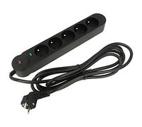 F2110 Power Strip: Fusing Sockets: 5 250VAC 16A Black 3 Meter ART