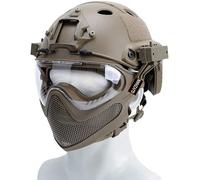 F22 PJ Tactical Fast Helmet, Detachable Mask and Goggles, Cosplay Tactical Riding Airsoft Full Face Protective Helmet