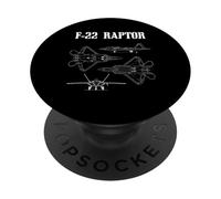 F22 Raptor Blueprint American Fighters Jet Diagram PopSockets Adhesive PopGrip