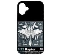 F22 Raptor Fighter Jet Blueprint Technical Drawing & Specs Case for iPhone 16 Plus
