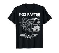 F22 Raptor Fighter Jet Specs Military Airplane F22 Raptor T-Shirt, Men, Black, Large