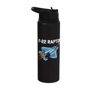 F22 Raptor Stealth Fighter Jet Airplane Aircraft Design Gift Stainless Steel Insulated Water Bottle