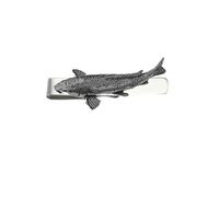 F28 Koi Carp fish BLACK fine English pewter design on a Crocodile Clip Tie Clip 4cm