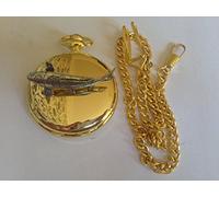F28 Koi Carp polished gold case mens GIFT quartz pocket watch fob made in sheffield