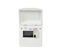 F3004RA FuseBox 4-Way Consumer Unit, 63A RCD Protection, Metal Housing, White