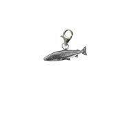 F32 Atlantic Salmon fish on a Sterling Silver 925 hoop & Trigger LOBSTER Clasp charm perfect to add onto jewellery zips bags necklaces bracelets etc
