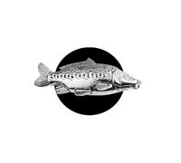 F36 Mirror Carp Fish English Pewter design on a Car Air Vent Clip-on Freshener, with one pack of two Scent Tablets