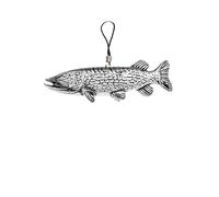 F40 Pike Fish English Pewter Emblem Mobile Phone Charm, 4cm Cord, Gift Packed