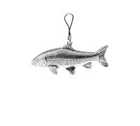 F41 Barbel Fish English Pewter Emblem Mobile Phone Charm, 4cm Cord, Gift Packed