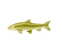 F41 Barbel Fish GOLD CHROME FINISH English Pewter pin badge with butterfly clasp clip