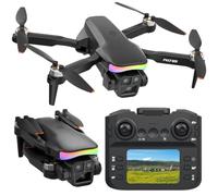 F417PRO Drone with 1080P Camera for Adults Kids, Screen Drones for Beginner | RGB LED Light LCD Screen Drones for Beginner 90°Electric Adjustable Lens Brushless Motor Optical Flow Positioning 3D Flips
