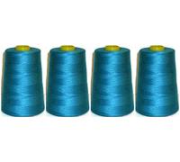F4D OVERLOCKING THREAD - OVERLOCKER THREAD - POLYESTER THREAD - INDUSTRIAL SEWING THREAD - 4 X 5000 YARD SPOOLS - LARGE COLOUR SELECTION (Turquoise)