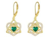 F4DEDAN Irish Jewelry 925 Sterling Silver Gold Plated Trinity Celtic Knot Heart Claddagh Earrings for Women Irish Gift Made in Ireland, Groß, Silver, Cubic Zirconia
