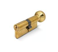 F5 Open Profile Euro Key and Thumbturn Cylinder Secure Door Barrel with Keys for uPVC Wooden Composite Doors Replacement Security Lock Kit (Brass, 40/50)