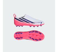 adidas Unisex Kids F50 Hyperfast League Laceless Artificial Ground Football Boots Kids Shoes, FTWR White/Solar Purple/Solar Turbo, 10 UK Child