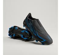 adidas Unisex F50 Hyperfast League Laceless Firm Ground Football Boots Shoes, core Black/core Black/Lucid Ray Blue, 12.5 UK