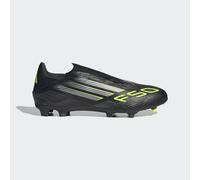 adidas Unisex F50 League Laceless Firm Ground Football Boots, Core Black/Iron Metallic/Lucid Lemon, 6.5 UK