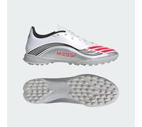 adidas Unisex F50 Messi League Turf Football Boots, Cloud White/Lucid Red/Silver Metallic, 10.5 UK
