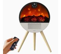 F52D 2000W Electric Fireplace Heater - Ceramic Fan Heater with Flame Effect, Remote Control and LED Display - Electric Stove for Living Room, Office and Bedroom