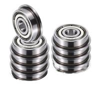 F626ZZ 6x19x6mm Double Metal Shield Single Row Flanged Ball Bearings Deep Groove Ball Bearings Silver Tone - Pack of 10