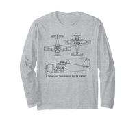 F6F Hellcat American WW2 Fighter Plane Blueprints Long Sleeve T-Shirt