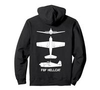 F6F Hellcat American WW2 Fighter Plane Silhouettes Pullover Hoodie, Adult Unisex, Black, X-Large