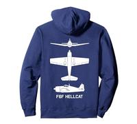 F6F Hellcat American WW2 Fighter Plane Silhouettes Pullover Hoodie, Adult Unisex, Navy Blue, Small