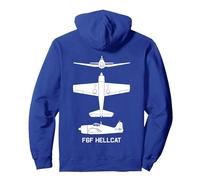 F6F Hellcat American WW2 Fighter Plane Silhouettes Pullover Hoodie, Adult Unisex, Royal Blue, XX-Large