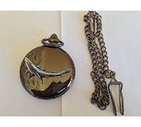 F7 Blue Shark polished black case mens GIFT quartz pocket watch fob made in sheffield