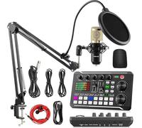 F998 Audio Interface BM800 Condenser Microphone Kit Professional Podcast Recording Studio Bundle for Live Streaming YouTube TikTok Gaming PC Laptop F998 + BM800 Mic Cantilever Set