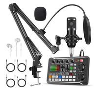 F998+BM800 Podcast Equipment Bundle,Condenser Mic Recording Studio,Streaming Podcast Mic Starter Kit with Voice Changer, Live Sound Card Audio Interface for Computer Vlog Living for YouTube TikTok