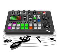 F998 Live Sound Card Audio Mixer with DJ Mixer Effects & Voice Changer - 16 Sound Effects, Bluetooth-Compatible Soundboard for Streaming/Podcasting/Gaming, Phone, Computer, PC