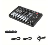 F998 Live Sound Card With DJ Mixer Effects & Voice Changer,Podcast Recording Equipment,16 Special Effects Ambient Sounds, LED Light (C)