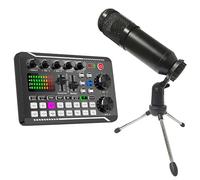 F998 Multifunctional Tuning Sound Card Microphone Mixer Kit Aud-io Recording Mixer Aud-io Mixing Console Amplifier for Phone PC Artists and Bands(With Microphone)