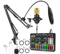 F999 Podcast Equipment Bundle, BM800 Condenser Mic Recording Studio,Streaming Podcast Mic Starter Kit with Voice Changer, Live Sound Card Audio Interface for Computer Vlog Living for YouTube TikTok