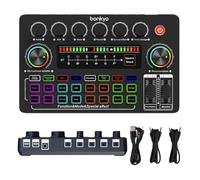 F999X Live Sound Card, Professional Audio Mixer & Noise Reduction, Electronic Music Adjustment & Battery Display, Audio Interface & Voice Changer, RGB Effects, DJ Mixer for Gaming/Podcasting/Karaoke