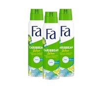 Fa Caribbean Wave Deodorant Spray (3 x 150 ml), Deodorant with the Exotic Fresh Fragrance of Lemon, Deodorant without Aluminium for up to 48 Hours Deodorant Protection, Leaves No Deodorant Residue on