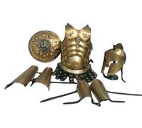 FA Collection 300 Spartan King Leonidas Costume, Helmet, Leg & Arm Armor, Shield, Muscle Set for Medieval & Halloween (Brass Antique)