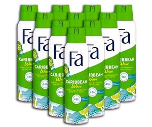 Fa Deodorant Spray Caribbean Wave Deodorant 10 x 150 ml Pack of 10